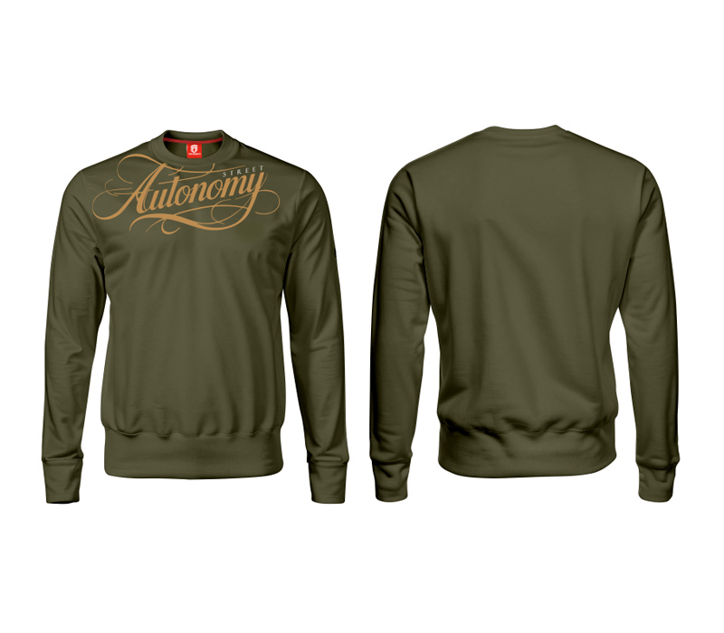 BLUZA BEZ KAPTURA STREET AUTONOMY MILS KHAKI/GOLD