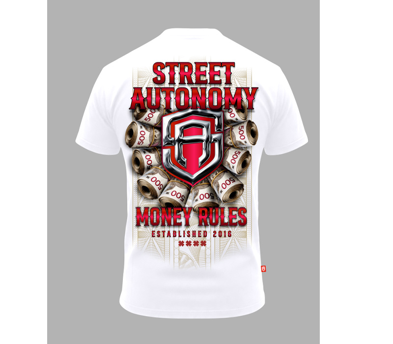 KOSZULKA STREET AUTONOMY MONEYRULES WHITE