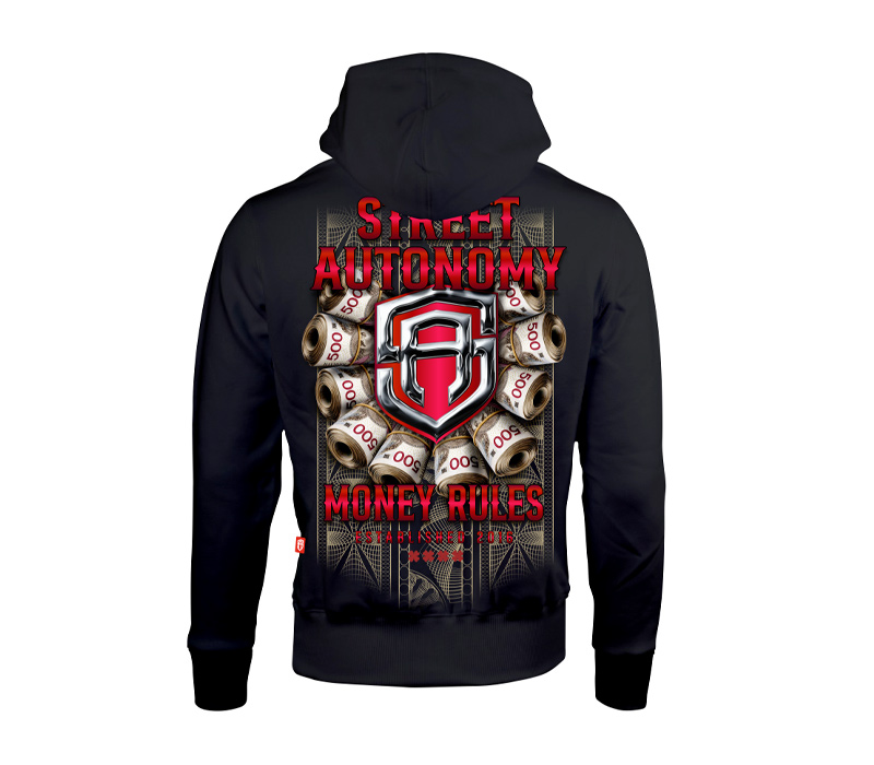 BLUZA Z KAPTUREM STREET AUTONOMY MONEYRULES BLACK